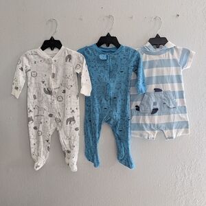 Carter's Blue and White Animal Print Footies Bundle